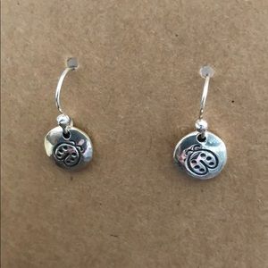 Silver Etched Ladybug Earrings
